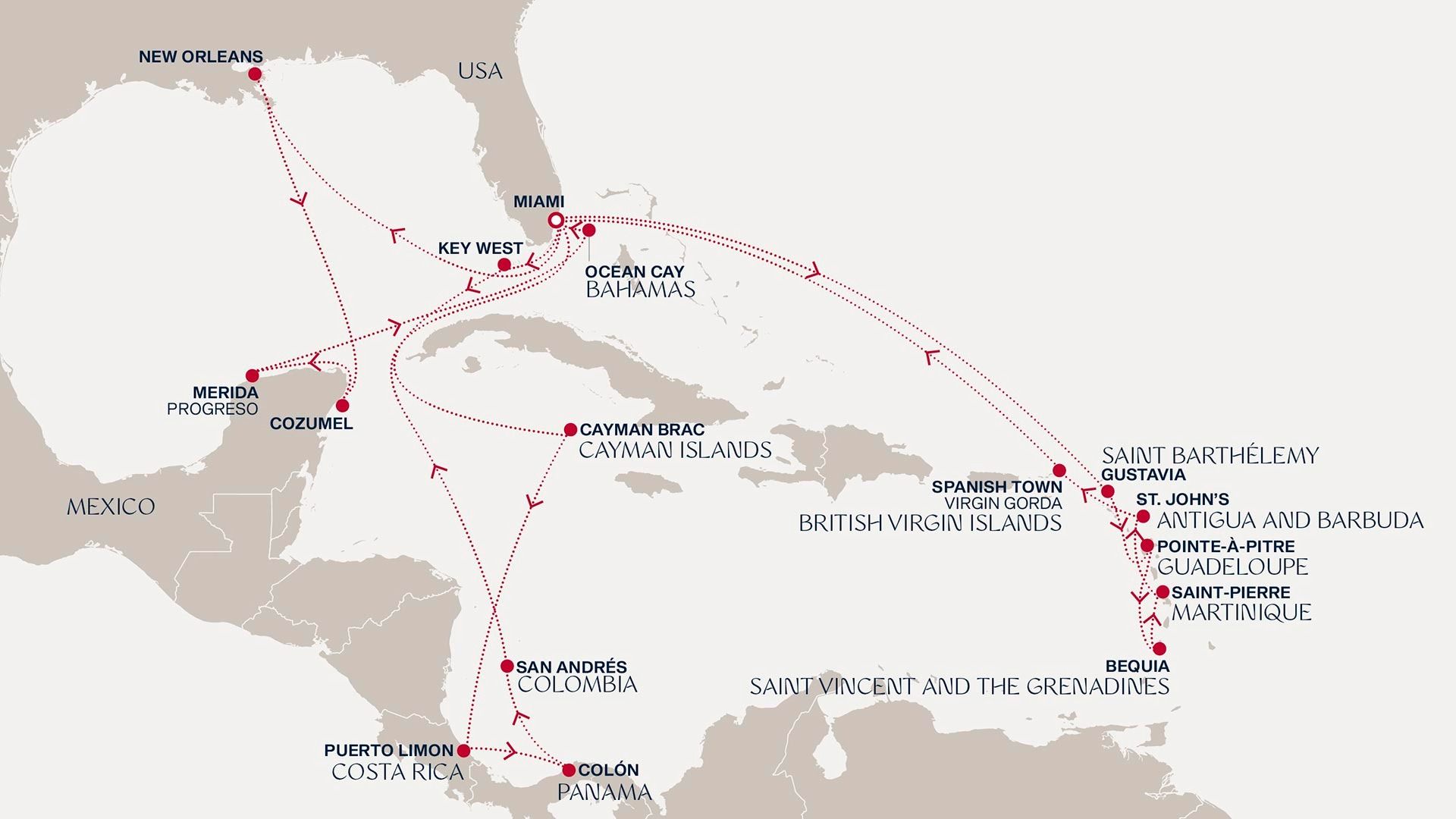 A Grand Journey from the Mississippi Delta to Mayan Kingdoms Itinerary Map